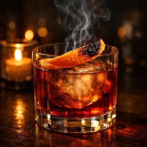 Ember Negroni with smoked orange peel