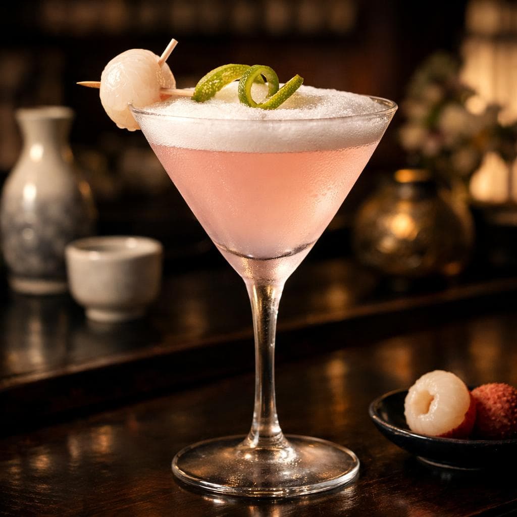 Lychee Saketini with elderflower